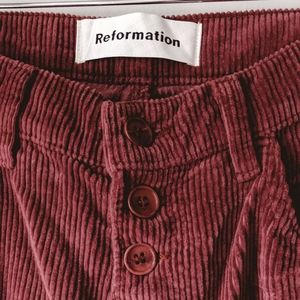 NWT Reformation Rust Corduroy Wide Leg Pants Sz 26